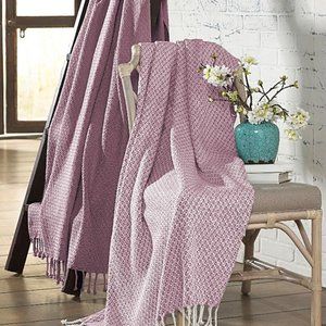 Modern Threads Wood/Rose Picasso Set of 2 Throw Blankets with Fringe -50" x 60"